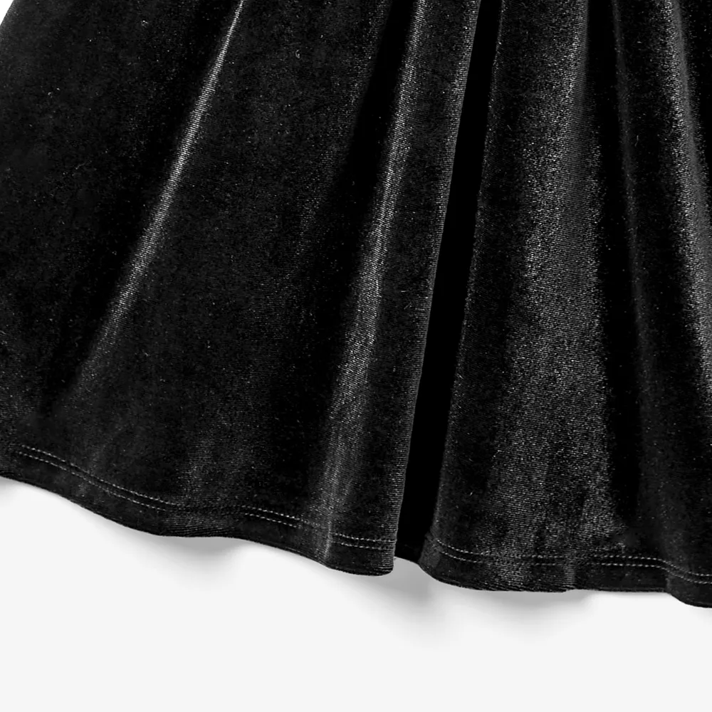 Halloween Mommy and Me Velvet V-neck Gothic Black Dresses big image 6