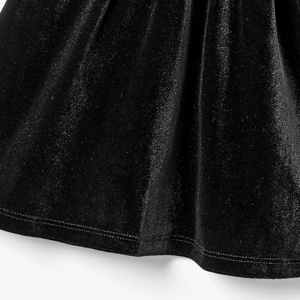 Halloween Mommy and Me Velvet V-neck Gothic Black Dresses big image 10