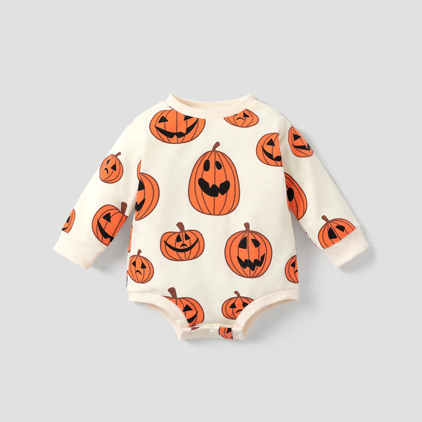

Halloween Baby Boy/Girl Allover Pumpkin Print Long-sleeve Romper