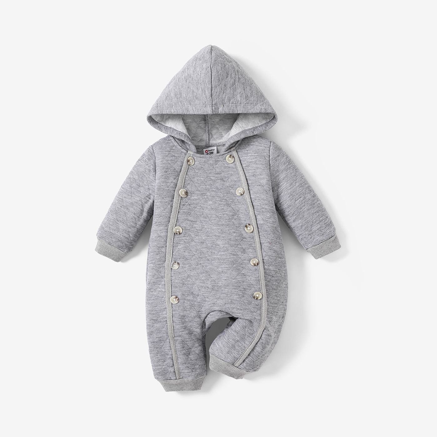 Baby Girl/Boy Solid Medium Thickness Double Button Design Hooded Jumpsuit