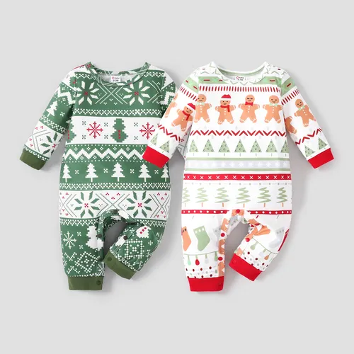 Christmas Baby Boy/Girl Allover Print Long-sleeve Jumpsuit