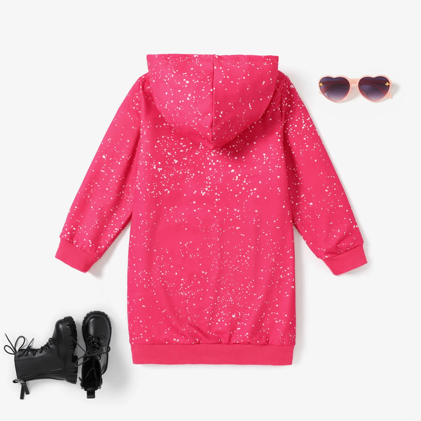 Kid Girl Sweet Character Pattern Hooded Dress   image 2