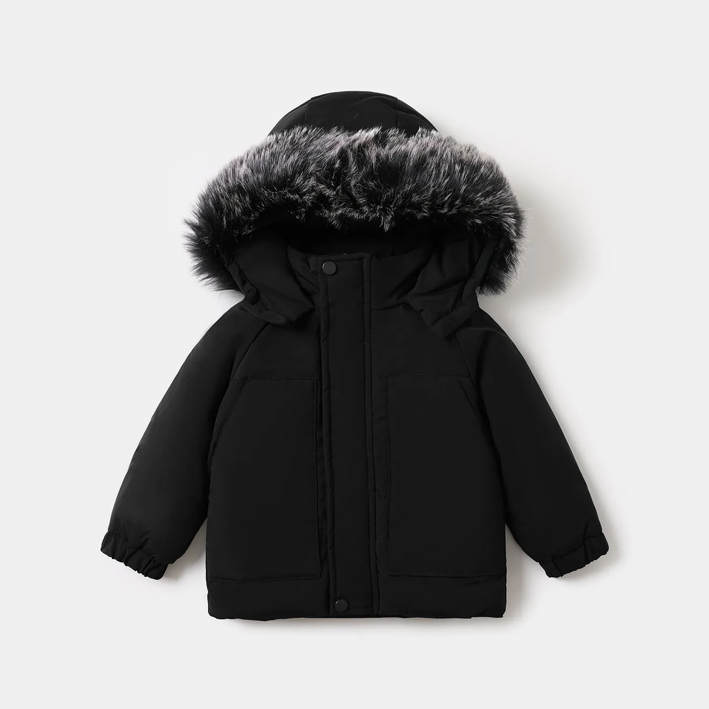 Toddler Boy/Girl Trendy Faux Fur Hooded Zipper Parka Coat
