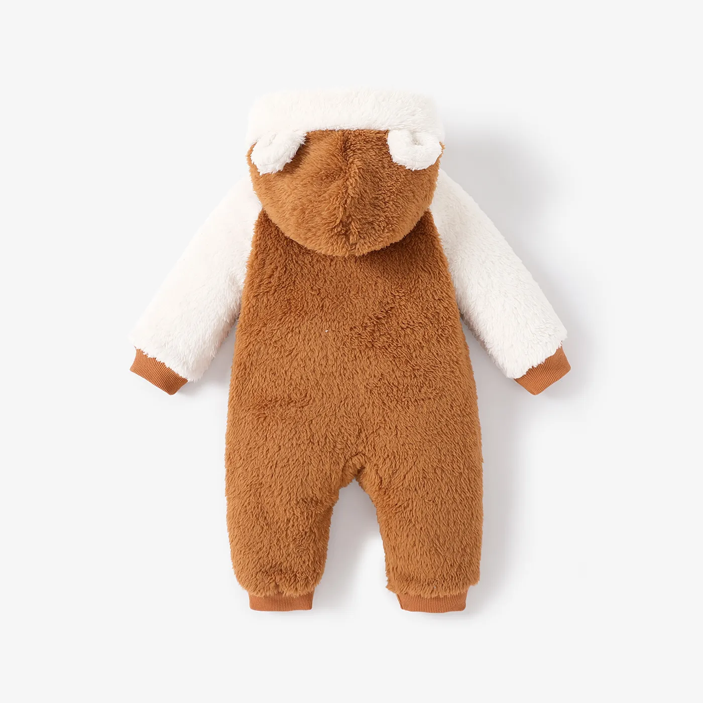 Baby Girl/Boy Basic Zipper Design Long Sleeve Jumpsuit Khaki image 2