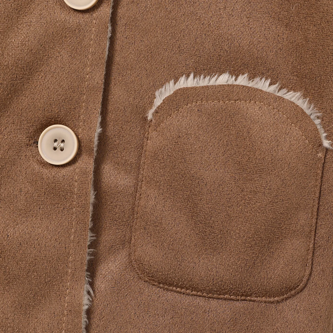 3D Ear Solid Suede and Fleece Long-sleeve Baby Hooded Coat Jacket Coffee image 4