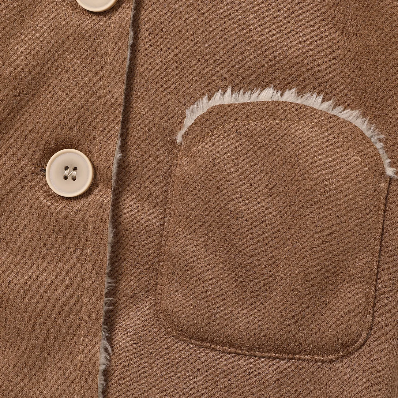 3D Ear Solid Suede and Fleece Long-sleeve Baby Hooded Coat Jacket Coffee big image 1