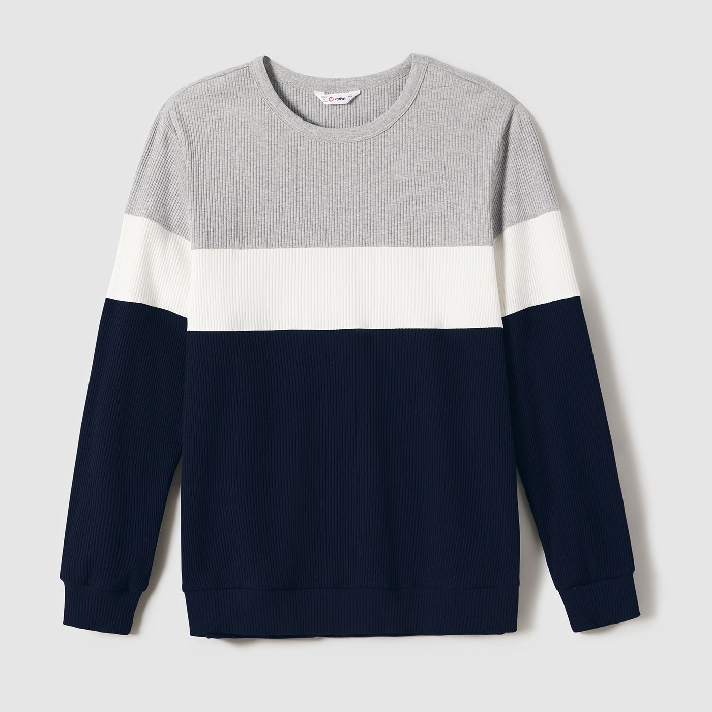 

Family Matching Long-Sleeved Knit Dresses And Color-Block Knit Tops Sets