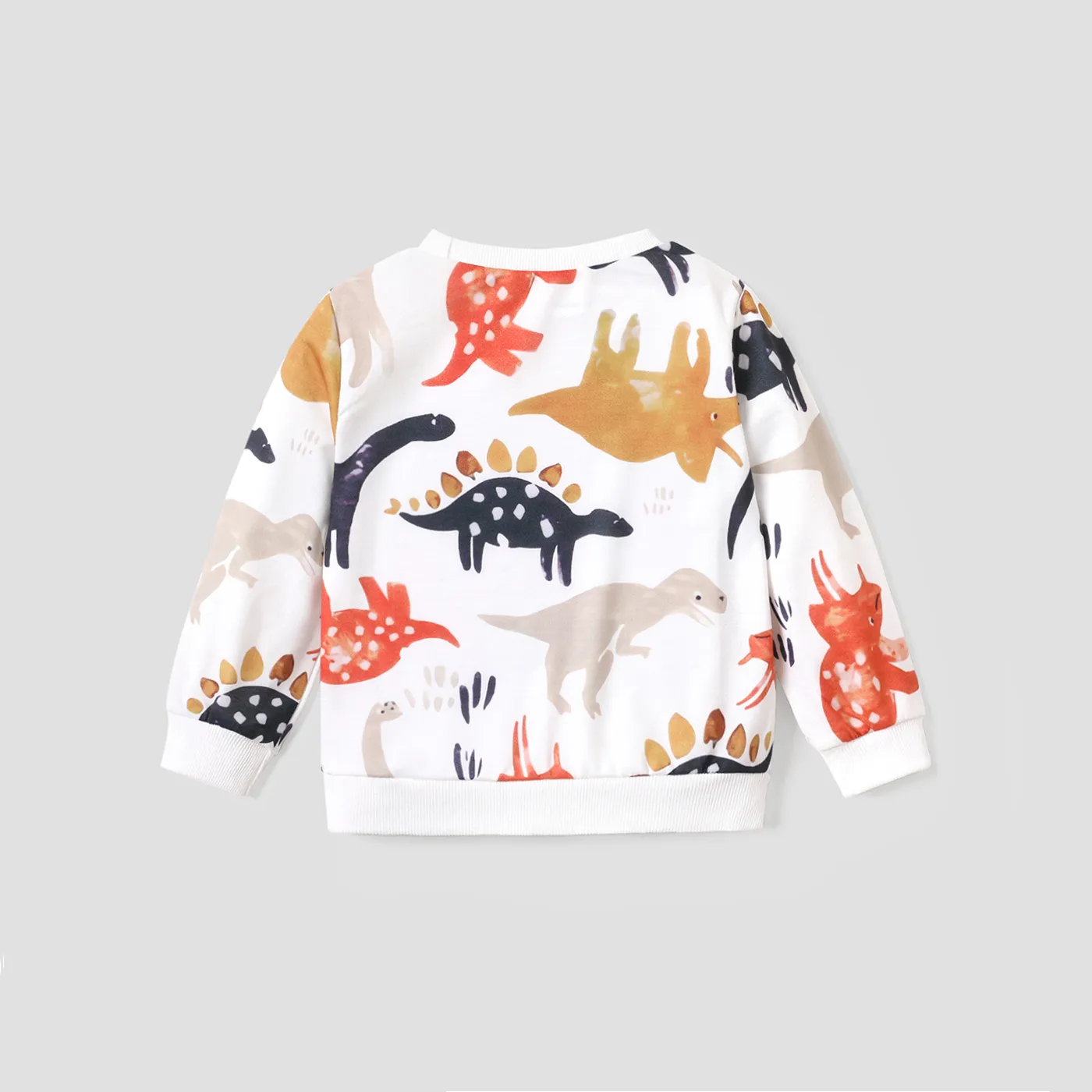 Toddler Boy Animal Dinosaur Print Pullover Sweatshirt White image 2