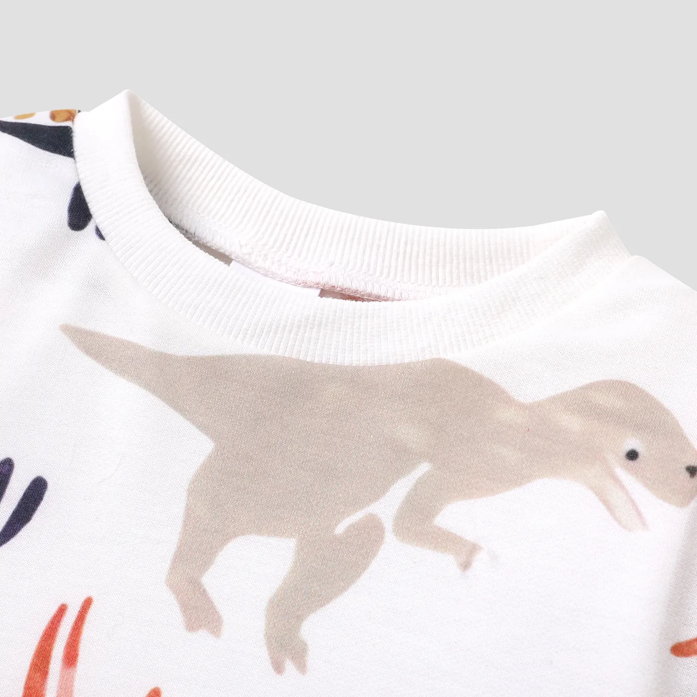 Toddler Boy Animal Dinosaur Print Pullover Sweatshirt White image 3