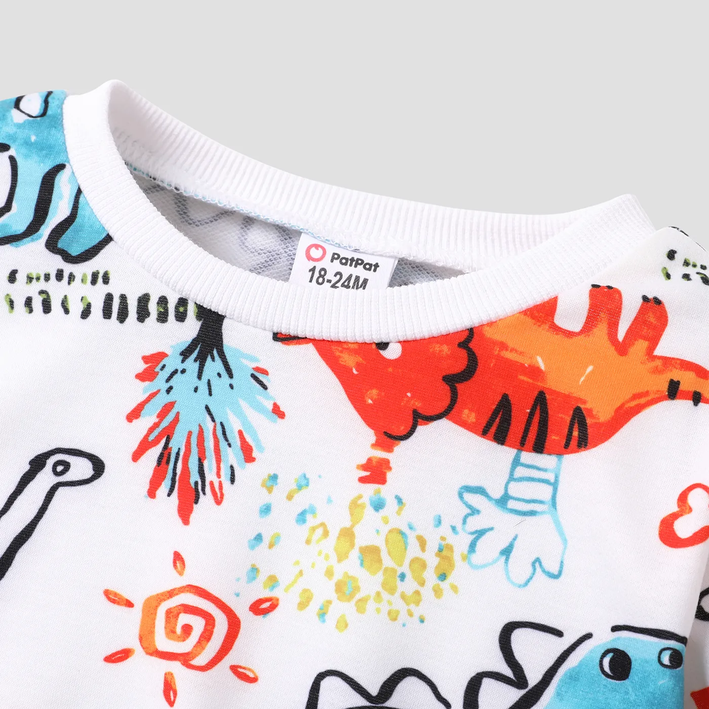 Toddler Boy Colorful Animal Dinosaur Print Pullover Sweatshirt Multi-color image 3