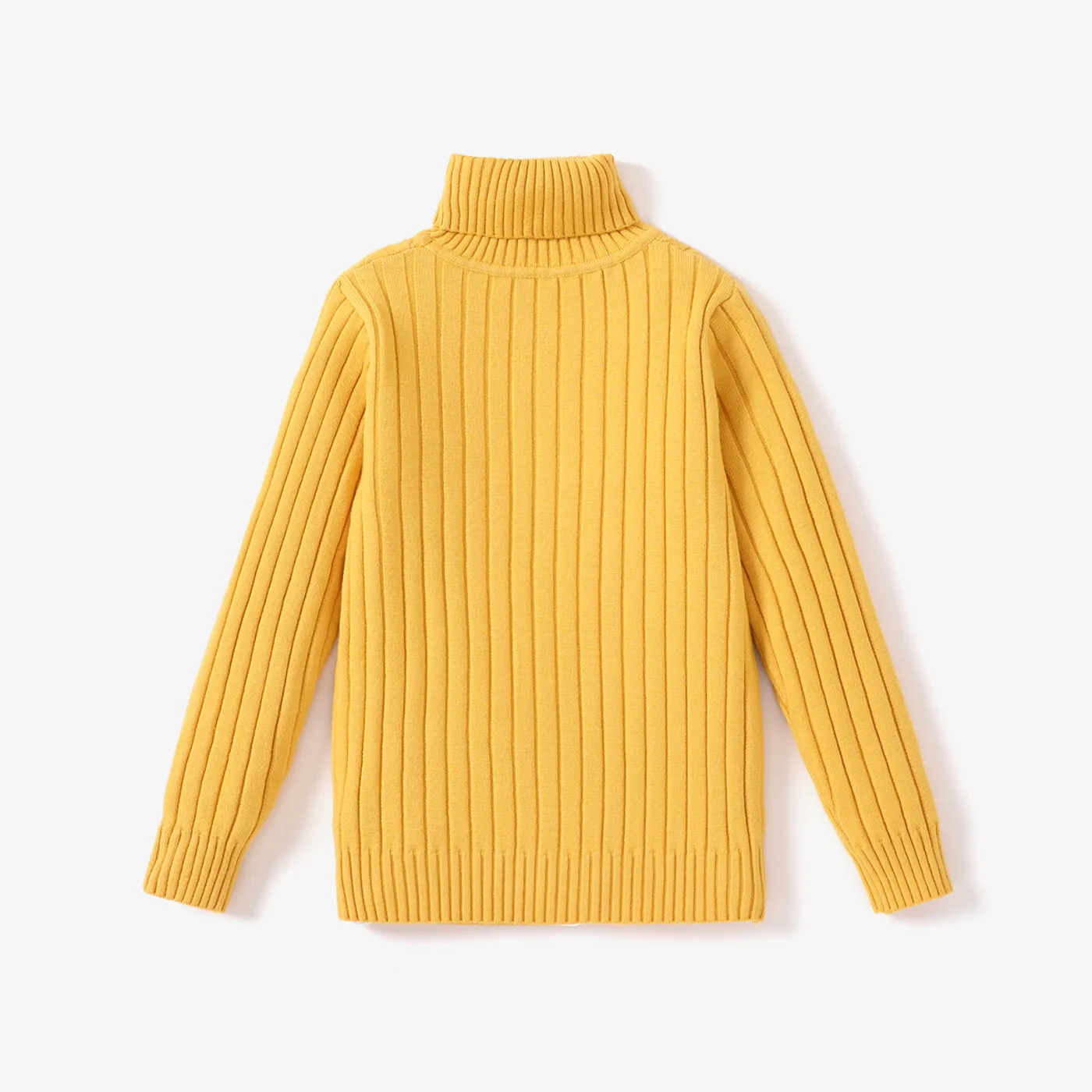 Kid Girl Solid Color Ribbed Turtleneck Sweater  image 2