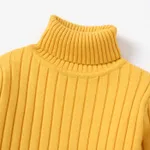 Kid Girl Solid Color Ribbed Turtleneck Sweater  image 3