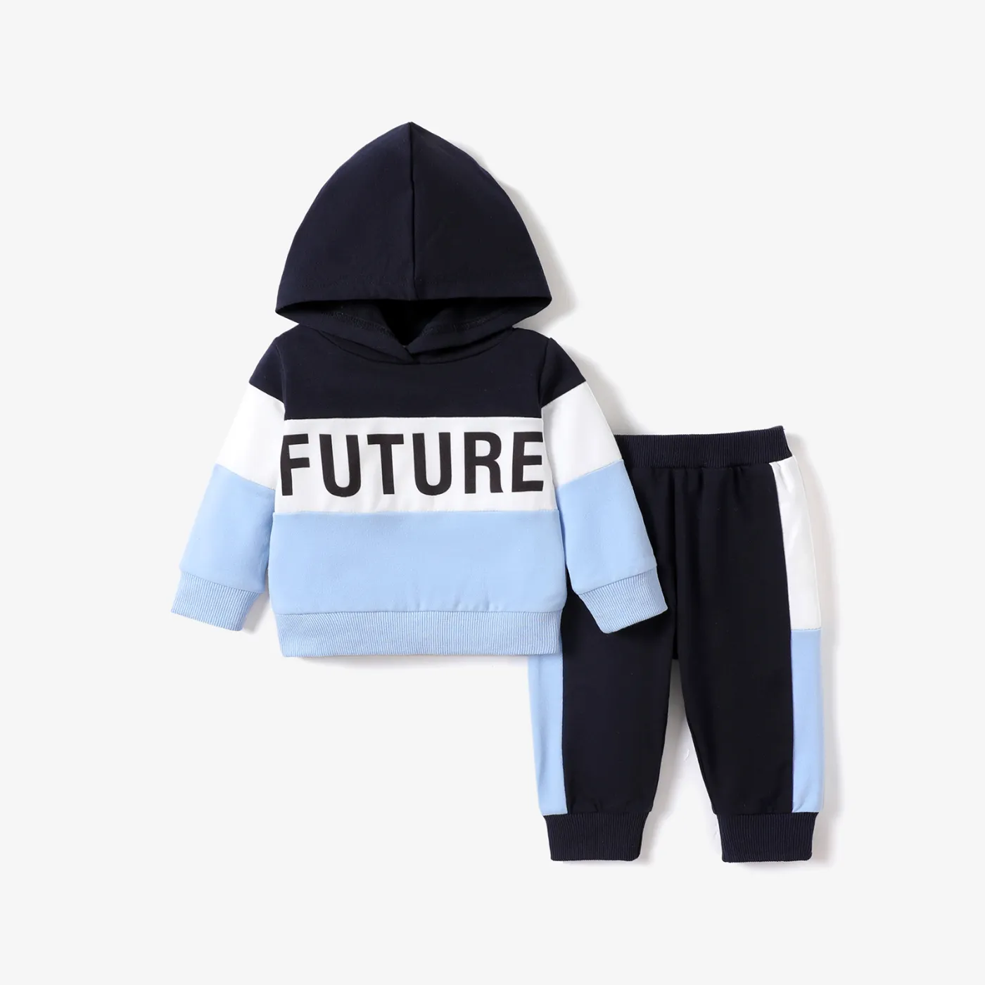 2pcs Baby Boy Letter Classic Long Sleeve Set Blue big image 1