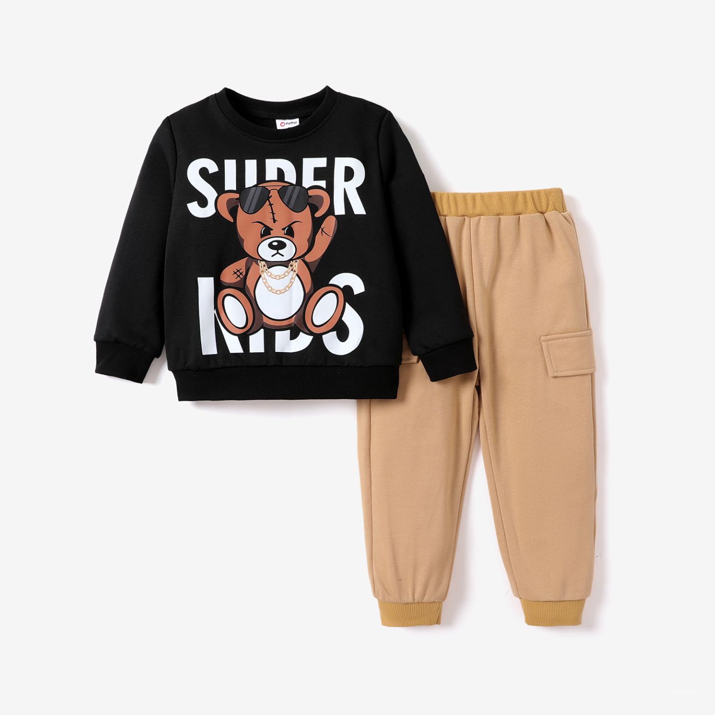 

2pcs Baby/Toddler Boy Animal Bear and Letter Print Long Sleeves Sets