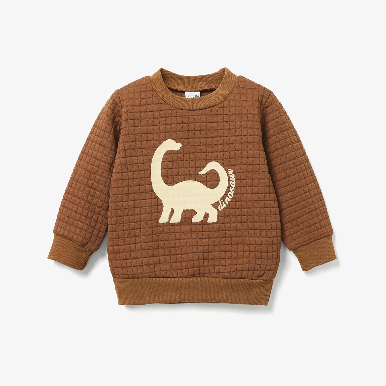Toddler Boy Letter Dinosaur Print Textured Pullover Sweatshirt  big image 1