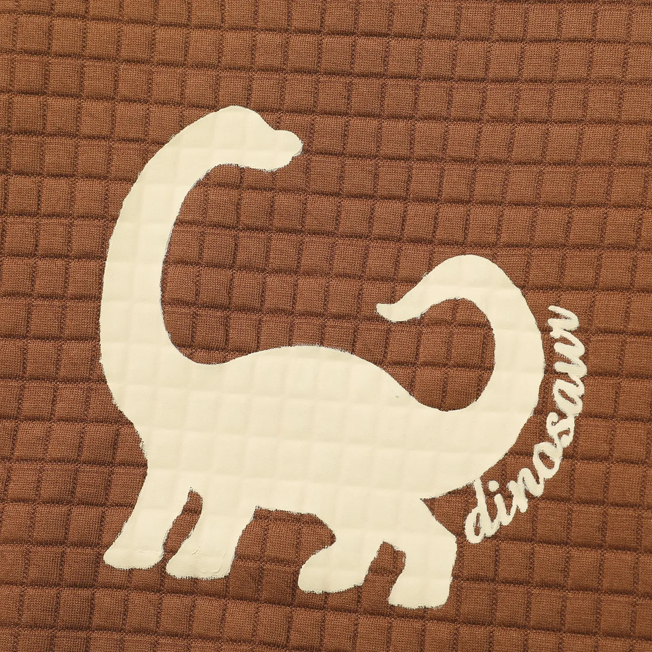 Toddler Boy Letter Dinosaur Print Textured Pullover Sweatshirt Coffee big image 1