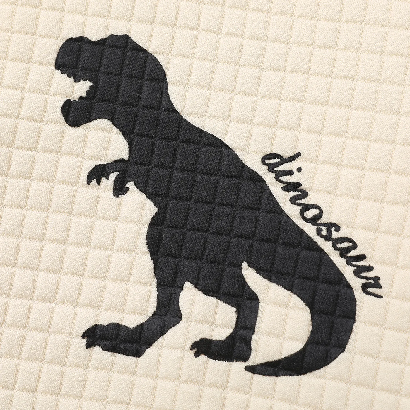 Toddler Boy Letter Dinosaur Print Textured Pullover Sweatshirt White image 4