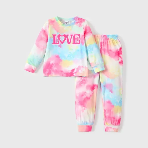 2pcs Toddler/Kid Girl Pretty Letter Pattern Pajama Set