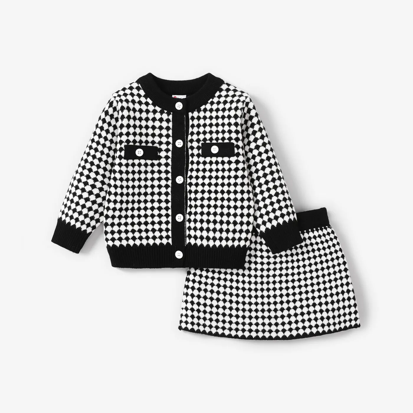 2PCS Baby Girl Elegant Sweater Cardigan and Skirt Set