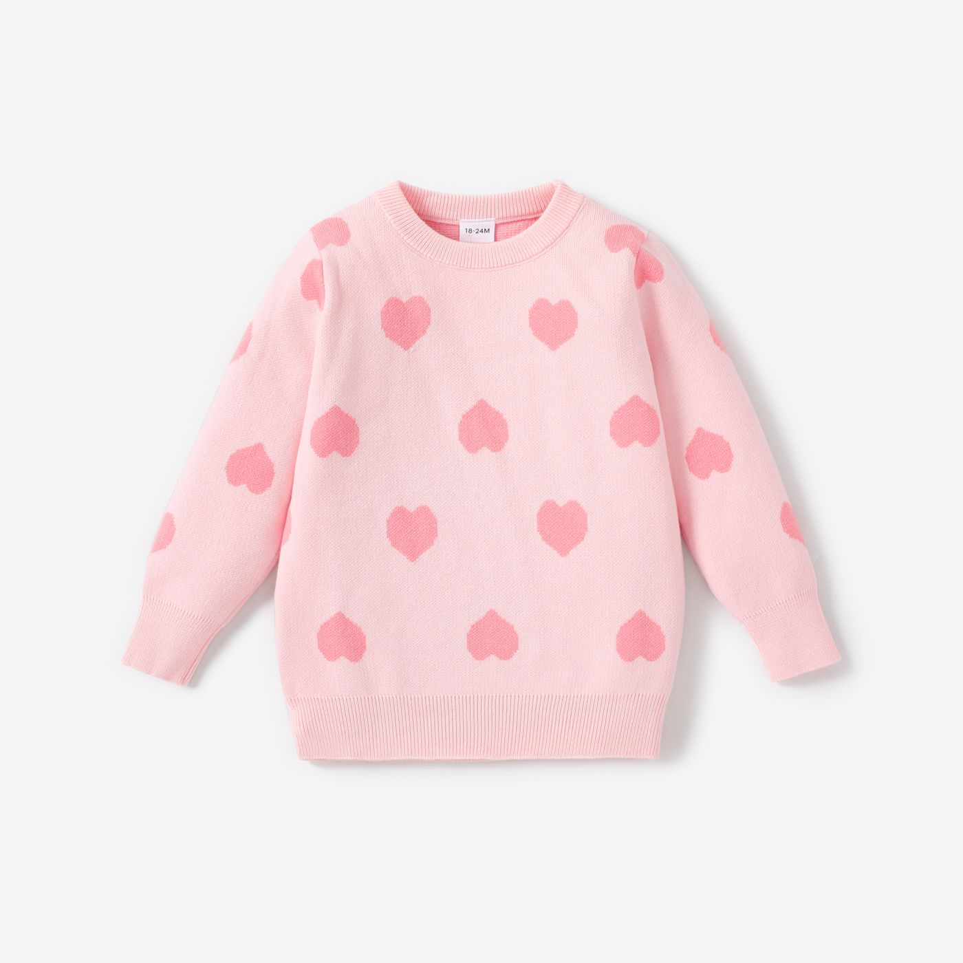 Toddler Girl Sweet Heart Pattern Pink Knit Sweater