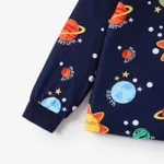 2pcs Toddler/Kid Boy Trendy Space Print Pajama Set Kid Deep Blue image 4
