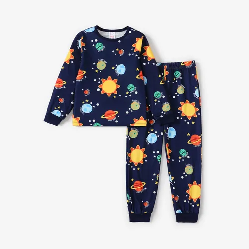 2PCS Kid Boy Basic Pajamas Top/ Pants Set 