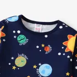 2pcs Toddler/Kid Boy Trendy Space Print Pajama Set Kid Deep Blue image 3