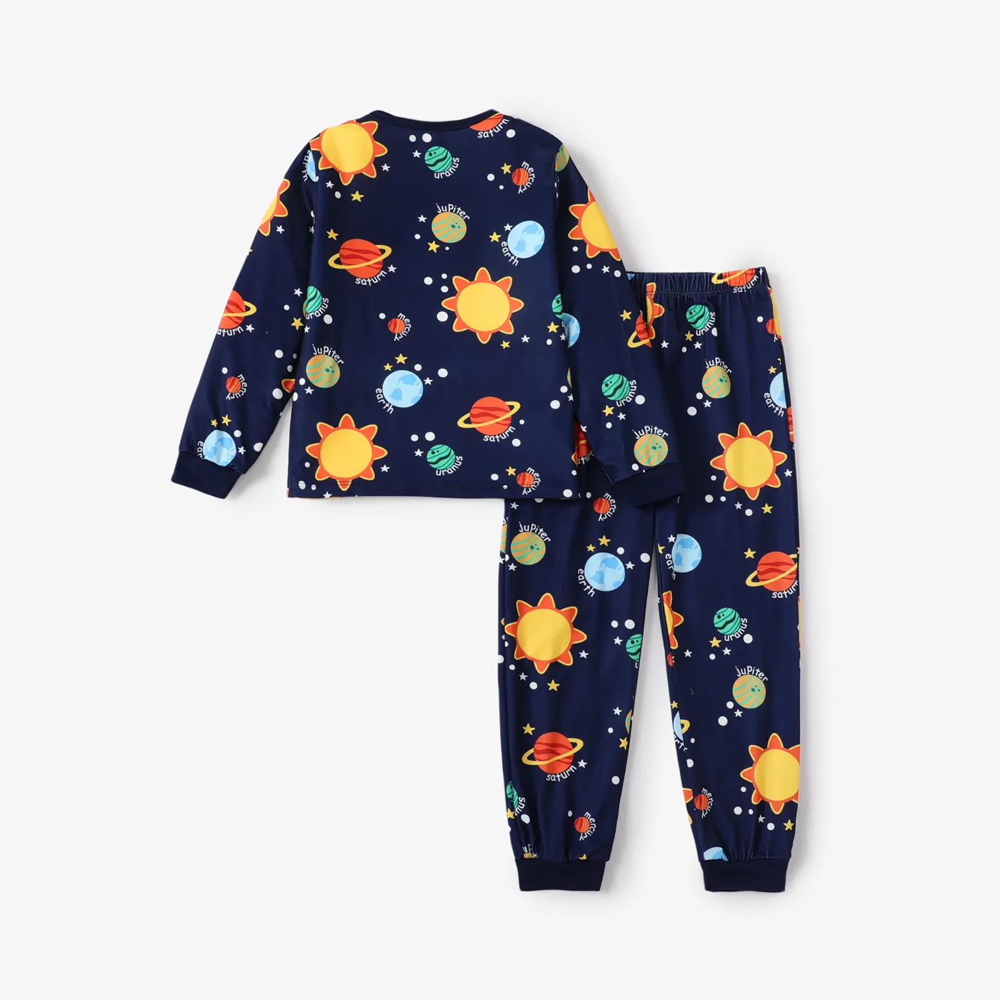 2pcs Toddler/Kid Boy Trendy Space Print Pajama Set Kid Deep Blue image 2
