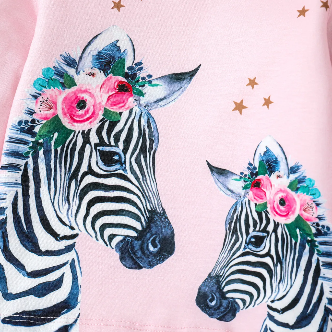 2pcs criança menina zebra animal print casual pijama set Rosa big image 1