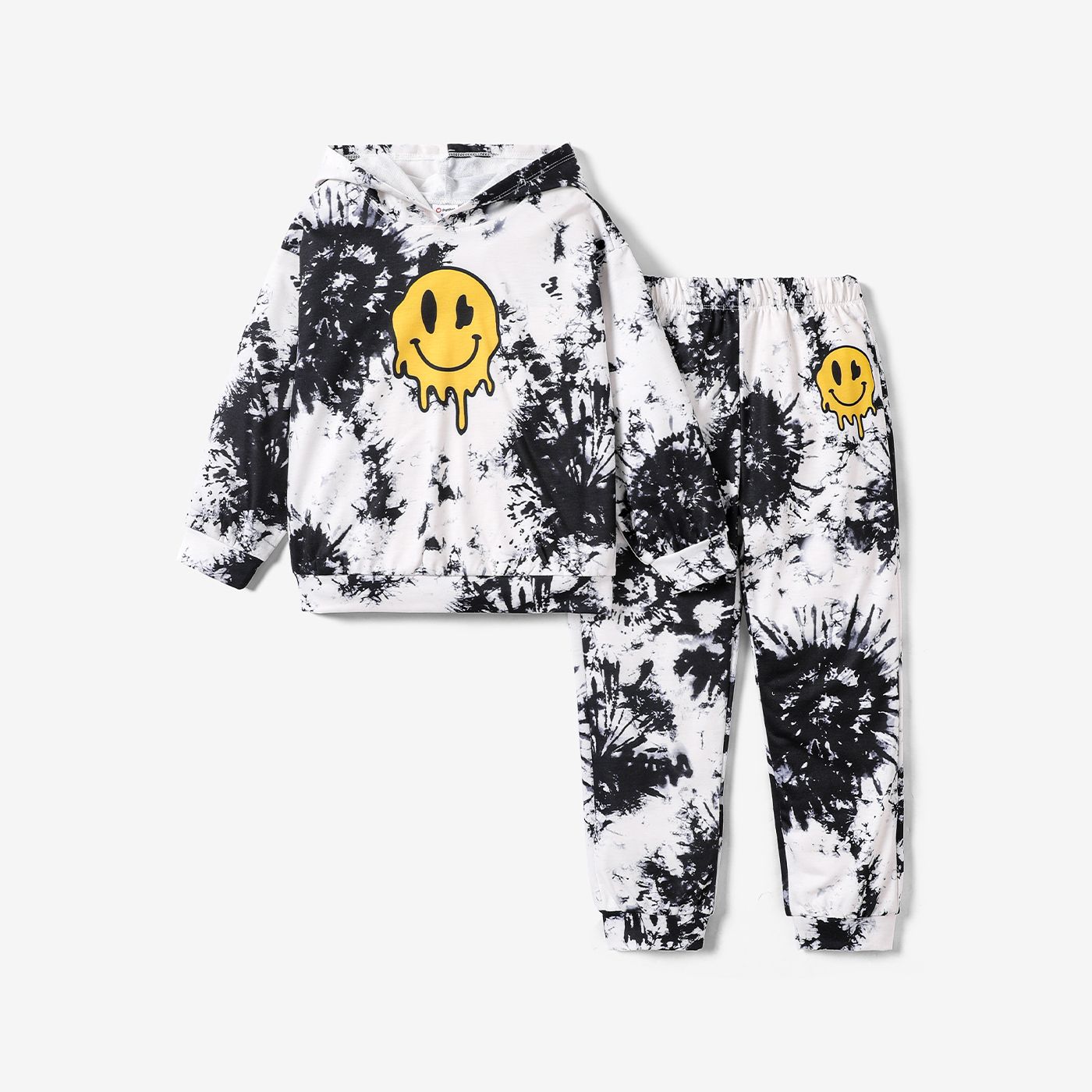 

2pcs Medium Thickness Tie-dyed Boy's Fashion Hooded Set