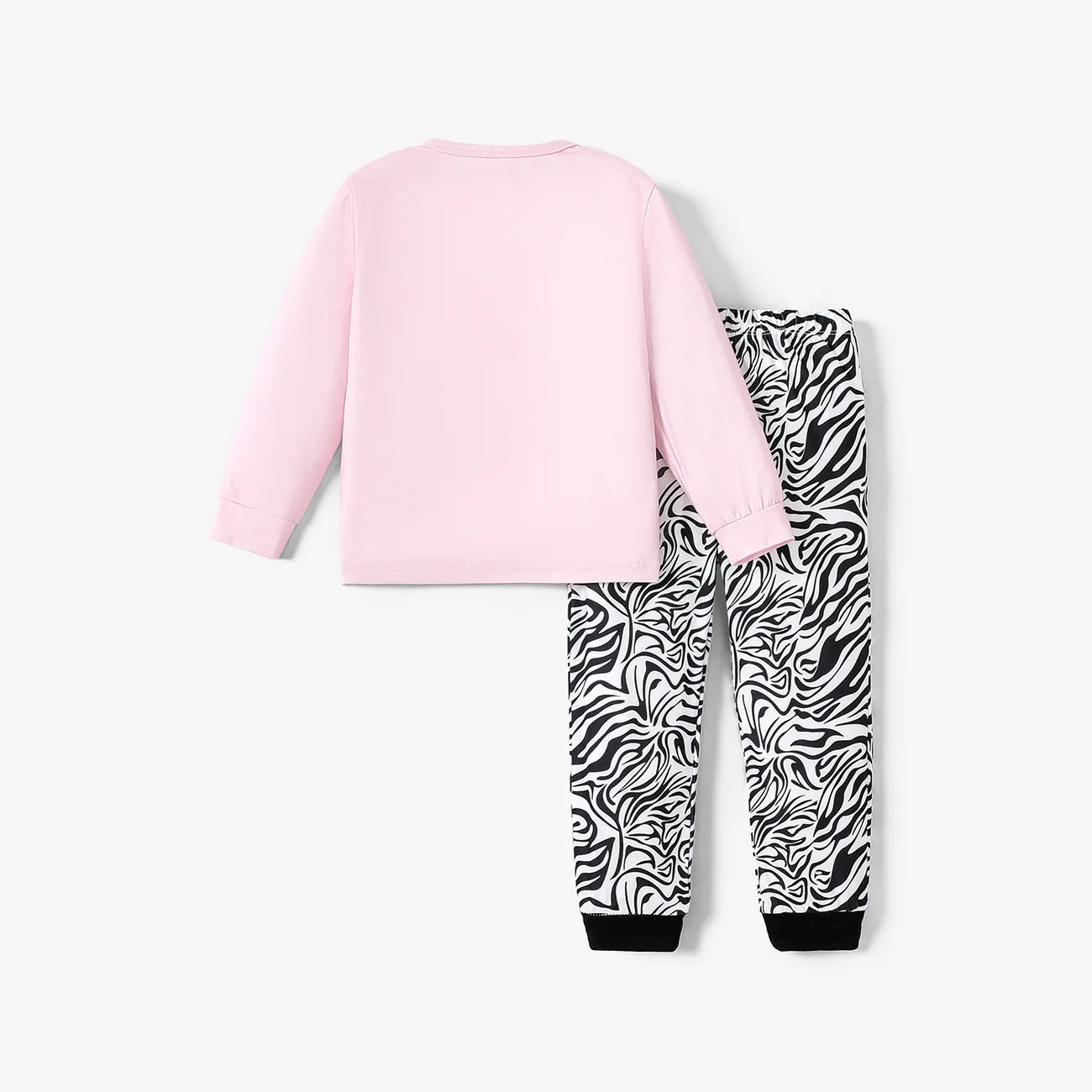 2 Stück Kleinkinder Mädchen Stoffnähte Kindlich Zebrastreifen Pyjamas rosa big image 1