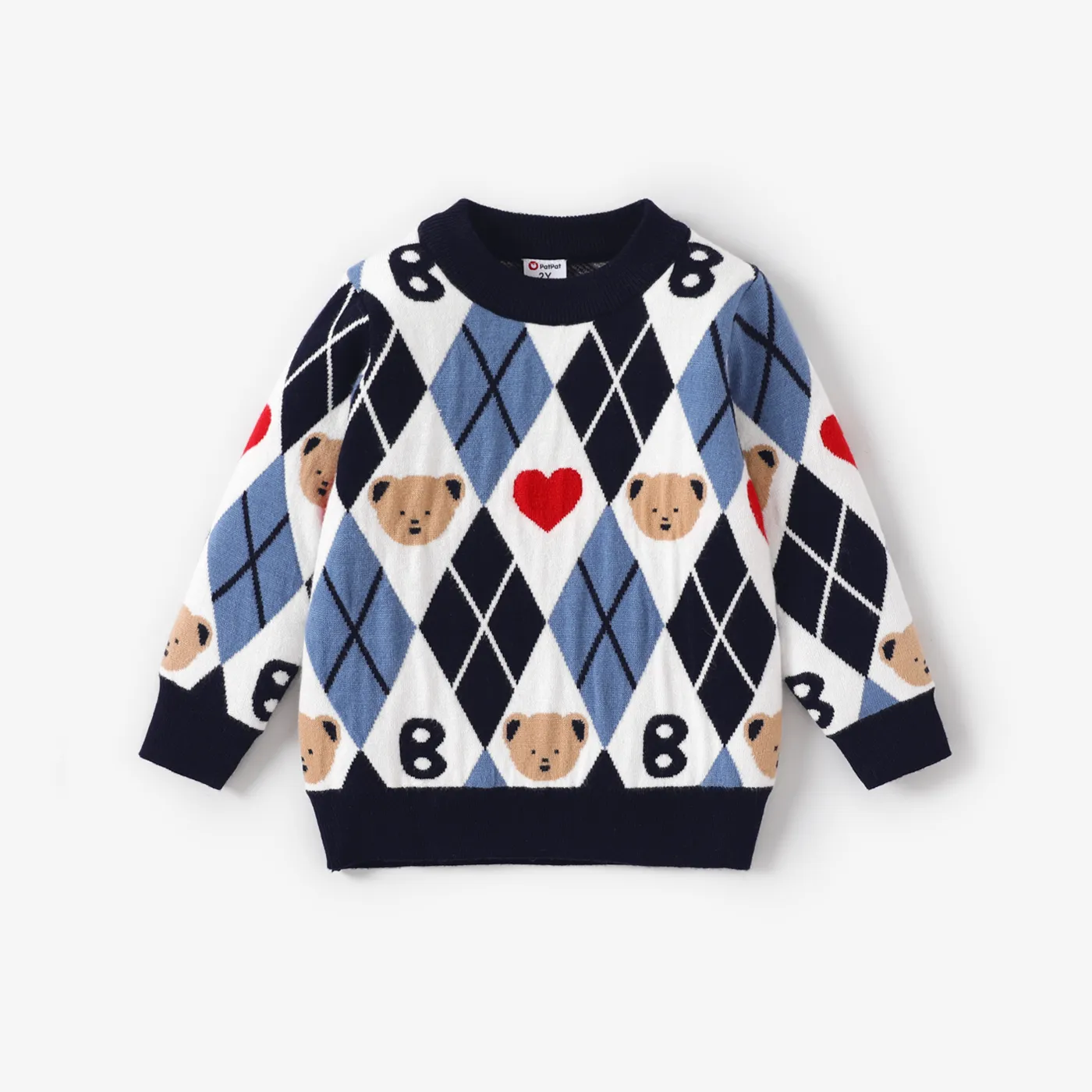 Toddler Boy Bear Print Casual Solid Color Sweater   big image 1