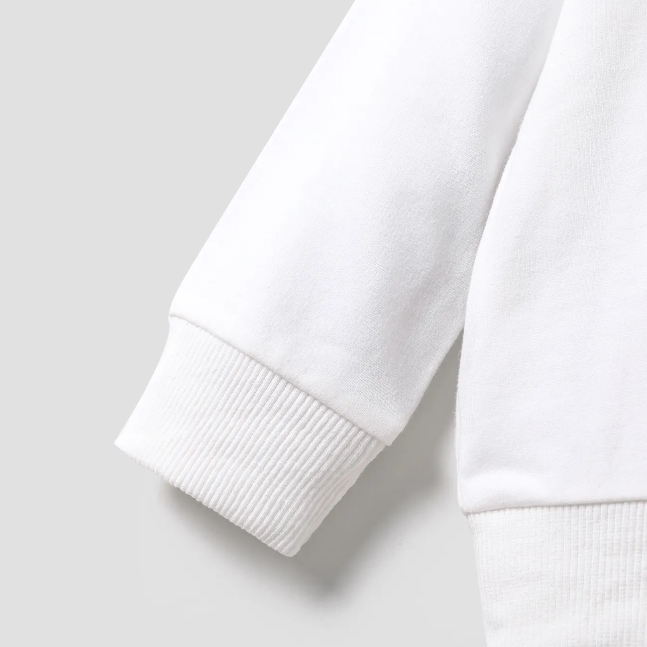 100% Cotton Baby Boy/Girl Cartoon Print Long-sleeve Pullover Sweatshirt White big image 1