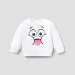 100% Cotton Baby Boy/Girl Cartoon Print Long-sleeve Pullover Sweatshirt White