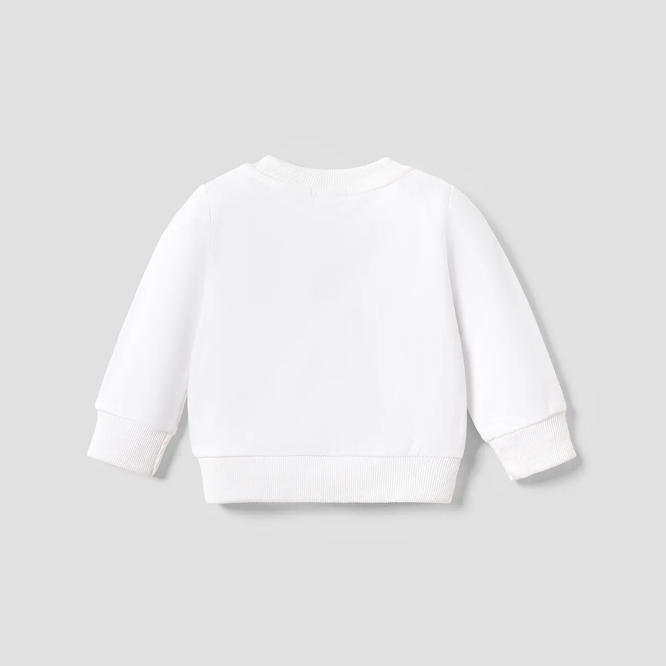100% Cotton Baby Boy/Girl Cartoon Print Long-sleeve Pullover Sweatshirt White big image 1