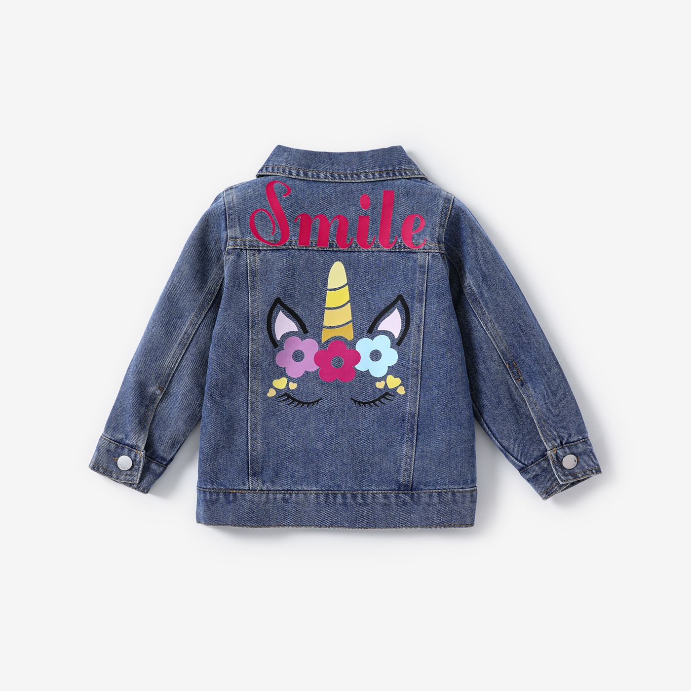 Toddler Girl Licorne Animal Imprimé Denim Jacket
