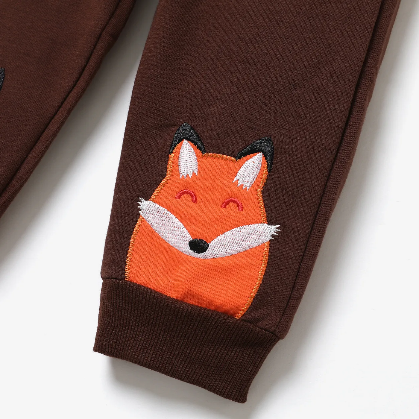 2pcs Baby Boy Cartoon Fox Pattern Orange Long-sleeve Sweatshirt and Trousers Set Orange image 2