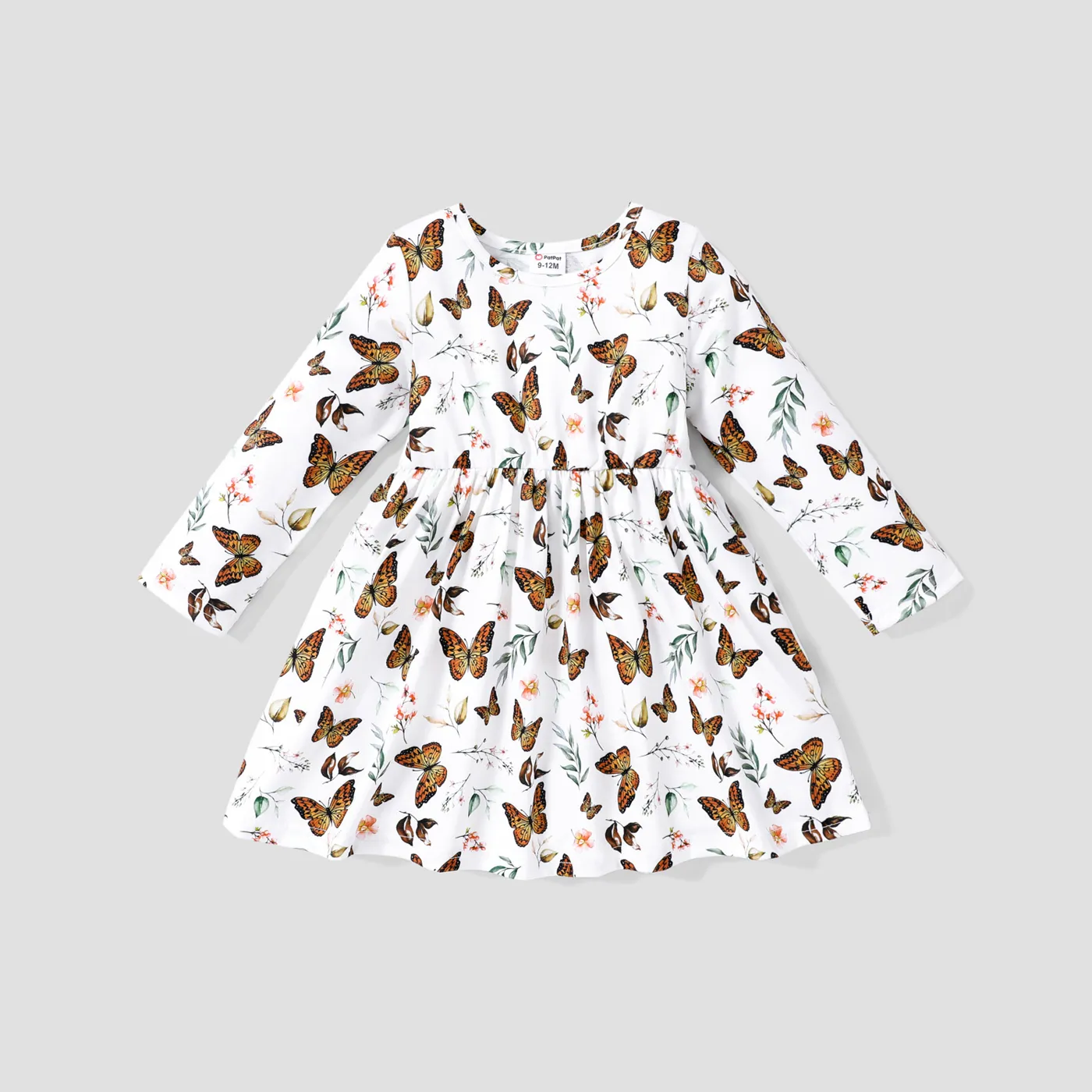 Bébé Papillon Doux Manches longues Robe Bloc de Couleur