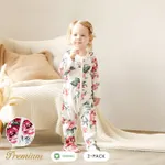 2pcs Organic Cotton Set Sweet Floral Jumpsuit for Baby Girls  image 2