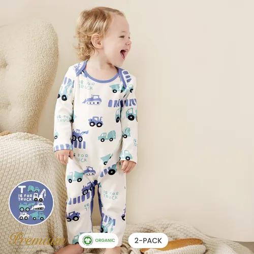2pcs Long Sleeve Childlike Style Organic Cotton Boy Jumpsuit Set