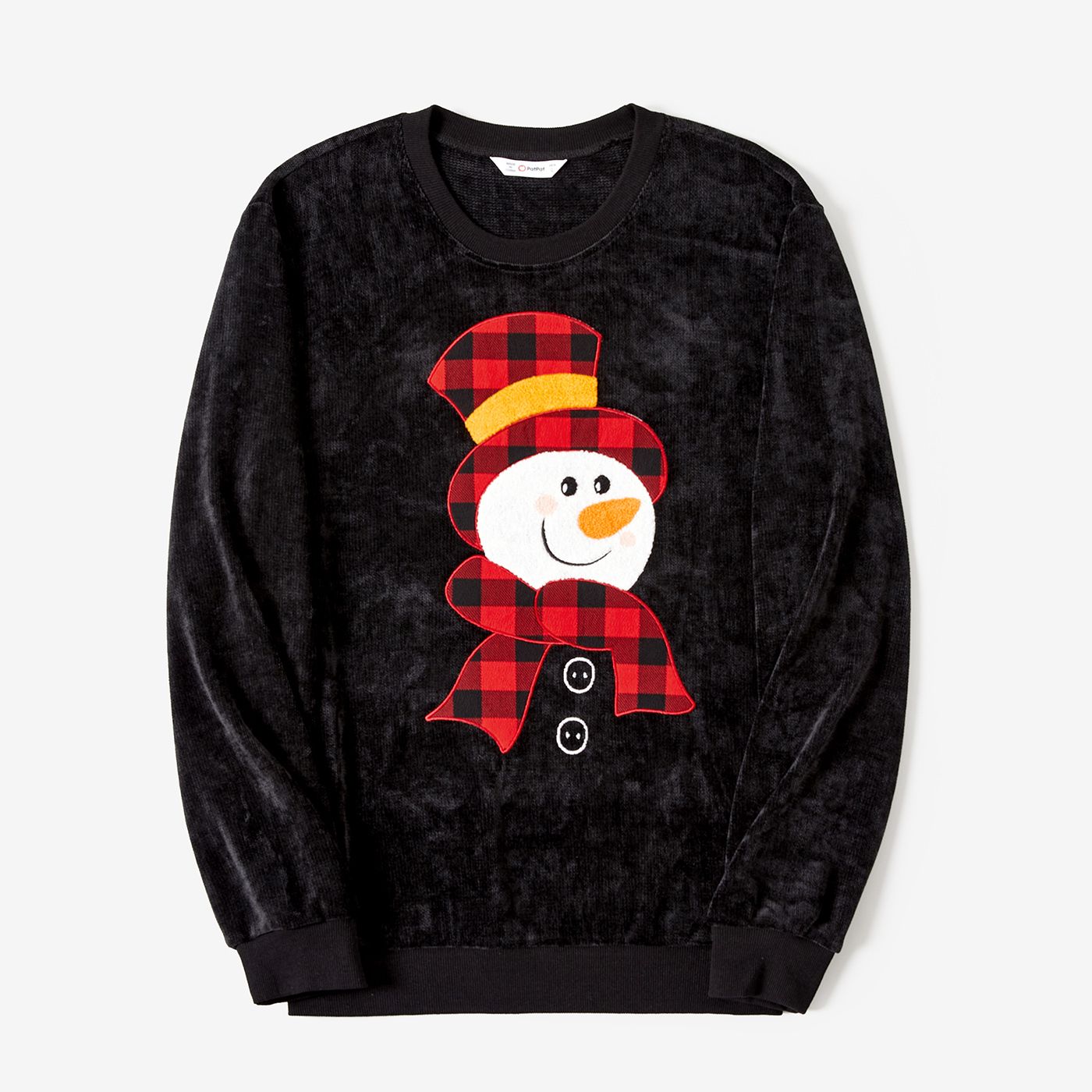 Christmas Family Matching Solid Color Cartoon Snowman Print Long Sleeve Tops