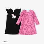  2pcs Toddler/Kid Girl Unicorn Pajamas Set  Toddler Black