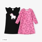 2pcs Toddler/Kid Girl Unicorn Pajamas Set  Kid Black