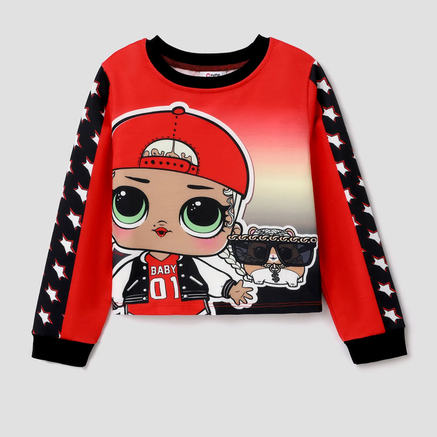 L.O.L. SURPRISE! Kid Girl Character Print Pullover Sweatshirt Red