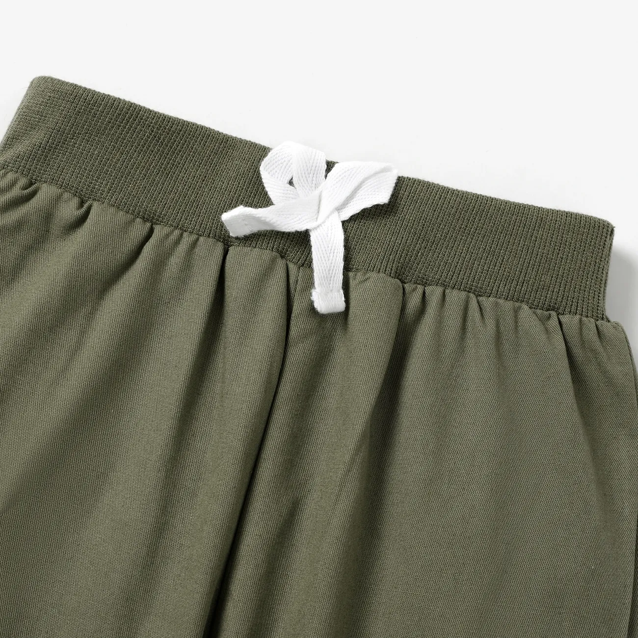 Pantalones cónicos informales lisos con lazo en la parte delantera para bebé niño/niña Verde big image 1
