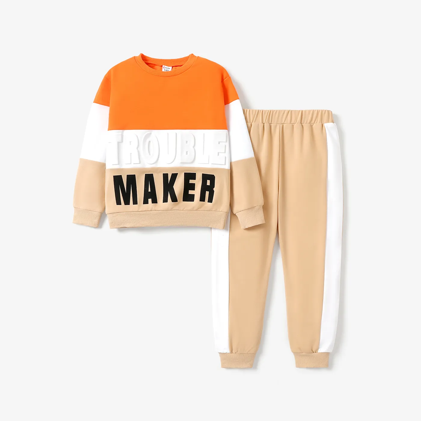 2 unidades Criança Conjuntos Menino Letras Costuras de tecido Laranja big image 1