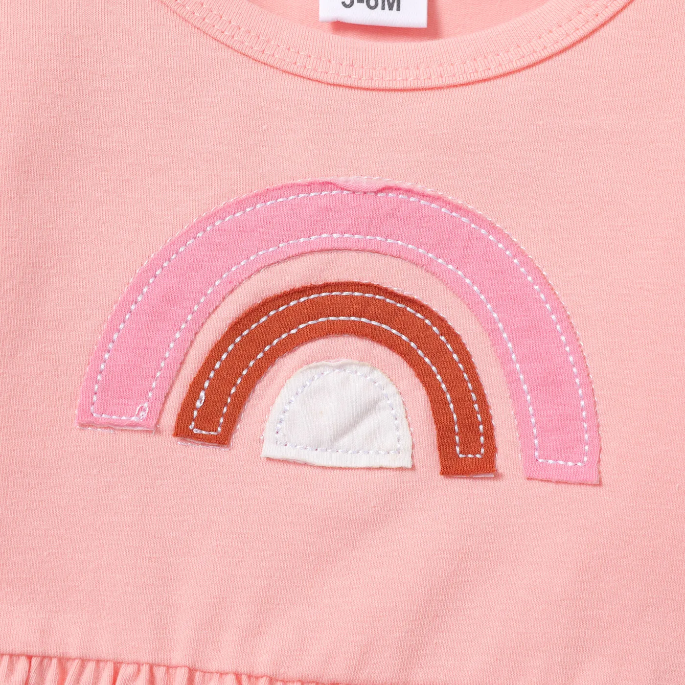 2pcs Baby Girl Rainbow Pattern Ruffle Edge Set Pink image 4