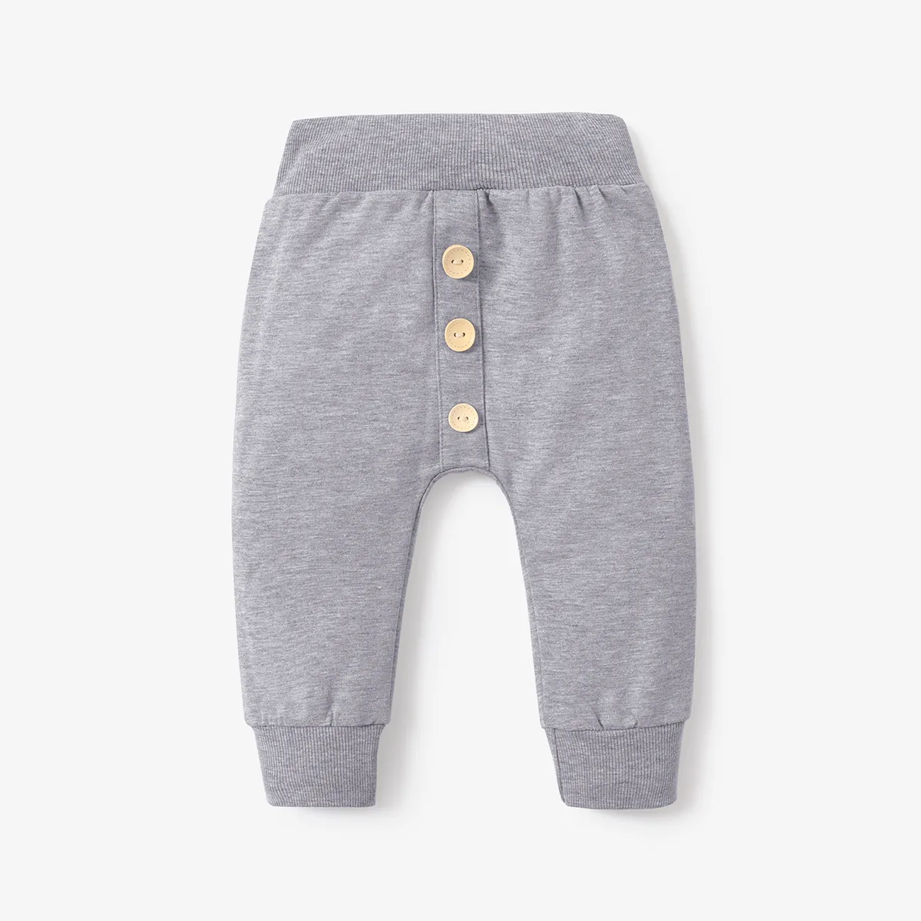 Baby Boy/Girl Button Front Solid Sweatpants  big image 1