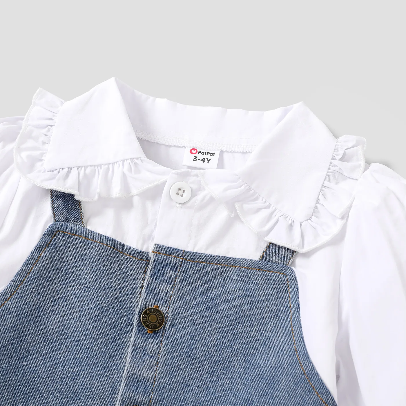 Toddler Girl Solid Denim Botton Design Lapel Dress  image 4
