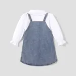 Toddler Girl Solid Denim Botton Design Lapel Dress  image 5